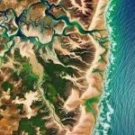 "Satélites capturam imagem de erosão costeira no Nordeste brasileiro, destacando mudanças na linha do horizonte e impactos nas áreas litorâneas."